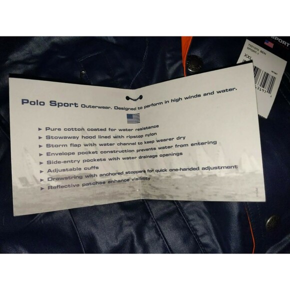 VTG NWT POLO SPORT Ralph Lauren Wet Look Black Jacket  XXL Stadium snow beach - Picture 6 of 8